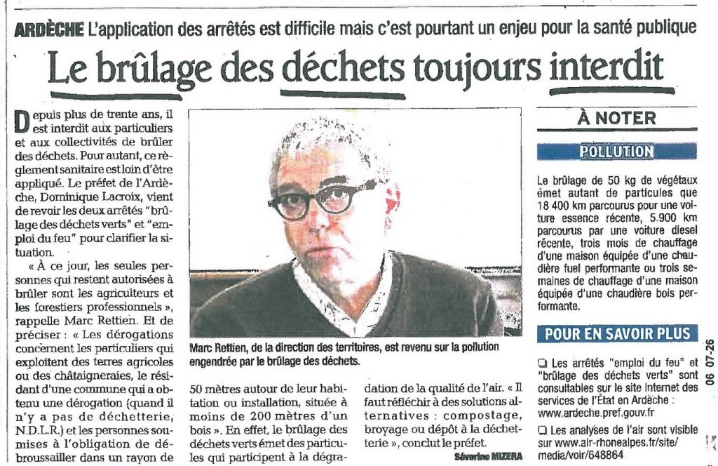 Article brûlage déchets verts